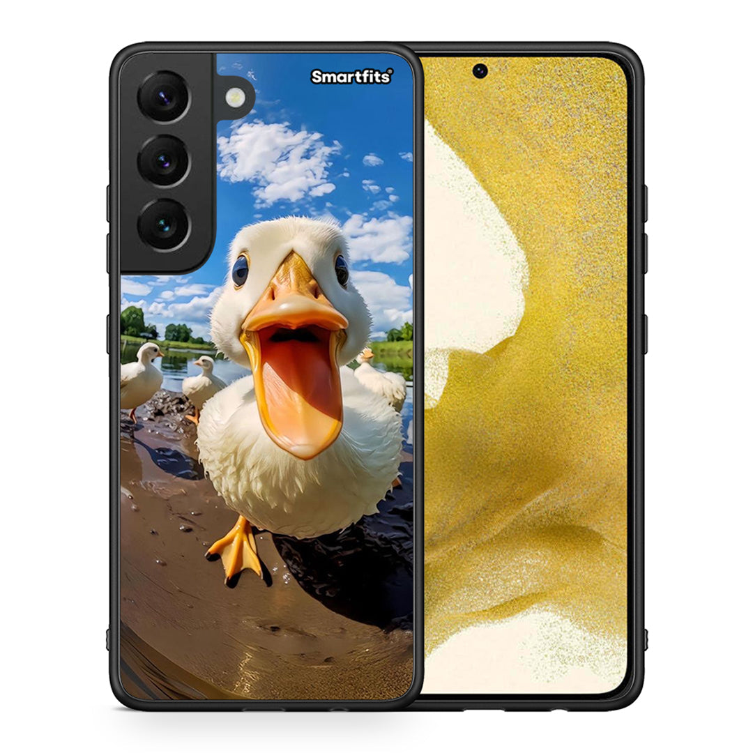 Θήκη Samsung S22 Duck Face από τη Smartfits με σχέδιο στο πίσω μέρος και μαύρο περίβλημα | Samsung S22 Duck Face case with colorful back and black bezels