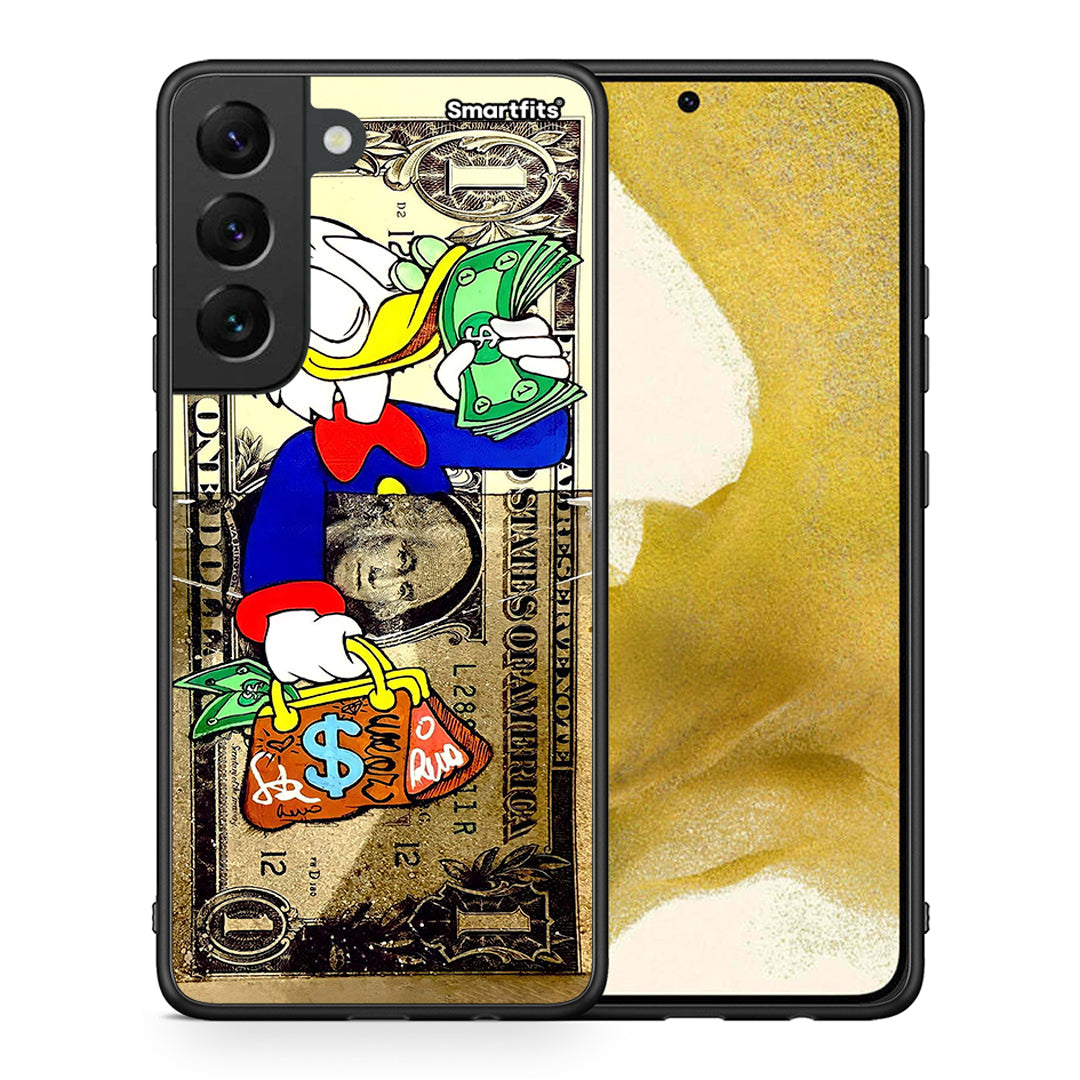 Θήκη Samsung S22 Duck Money από τη Smartfits με σχέδιο στο πίσω μέρος και μαύρο περίβλημα | Samsung S22 Duck Money case with colorful back and black bezels