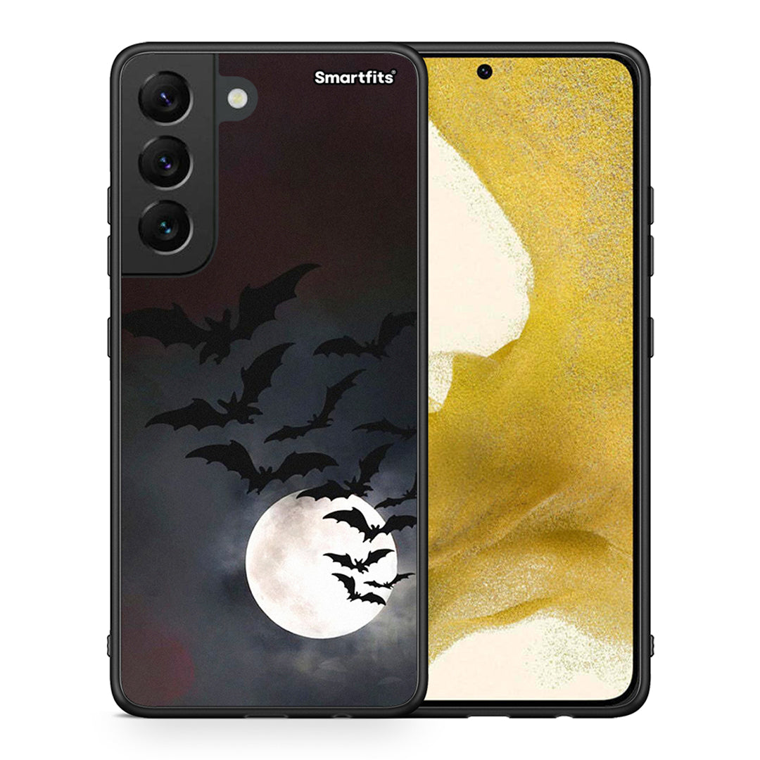 Θήκη Samsung S22 Halloween Bat Night από τη Smartfits με σχέδιο στο πίσω μέρος και μαύρο περίβλημα | Samsung S22 Halloween Bat Night case with colorful back and black bezels