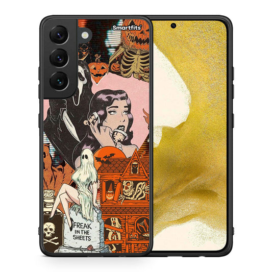 Θήκη Samsung S22 Halloween Collage από τη Smartfits με σχέδιο στο πίσω μέρος και μαύρο περίβλημα | Samsung S22 Halloween Collage case with colorful back and black bezels