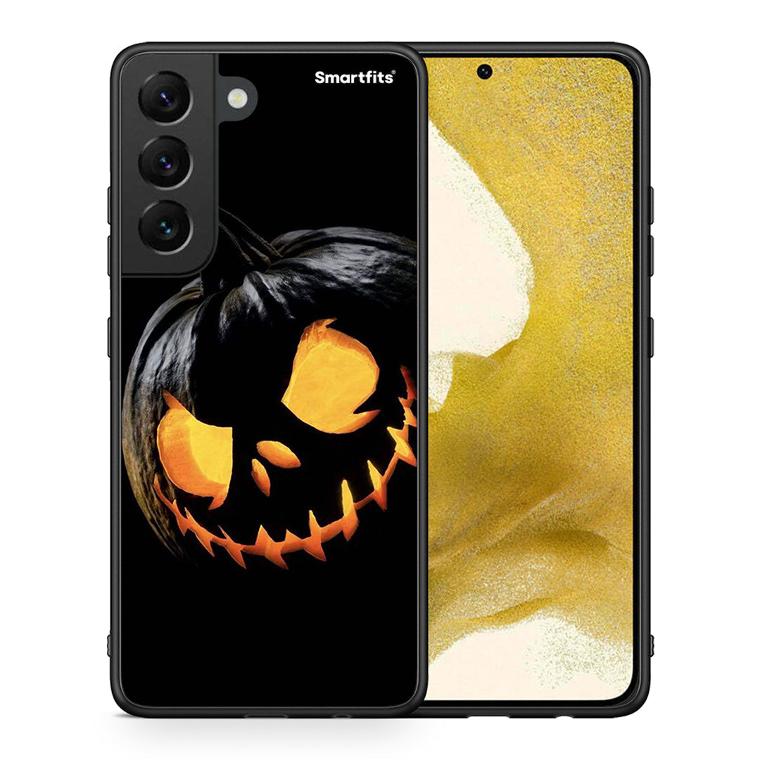 Θήκη Samsung S22 Halloween Scary Pumpkin από τη Smartfits με σχέδιο στο πίσω μέρος και μαύρο περίβλημα | Samsung S22 Halloween Scary Pumpkin case with colorful back and black bezels
