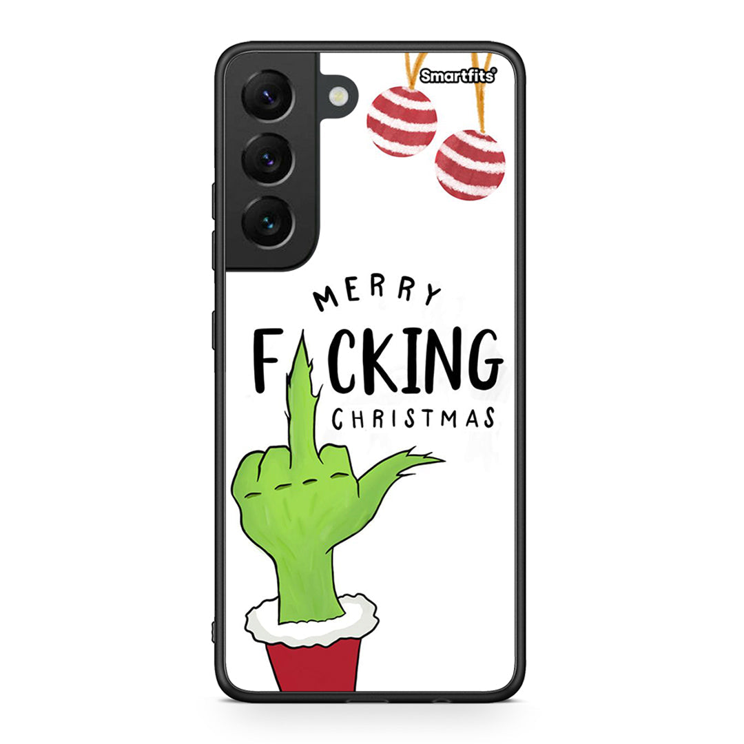 Samsung S22 Merry F Xmas θήκη από τη Smartfits με σχέδιο στο πίσω μέρος και μαύρο περίβλημα | Smartphone case with colorful back and black bezels by Smartfits