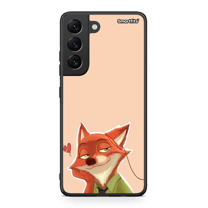 Samsung S22 Nick Wilde And Judy Hopps Love 1 θήκη από τη Smartfits με σχέδιο στο πίσω μέρος και μαύρο περίβλημα | Smartphone case with colorful back and black bezels by Smartfits