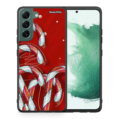Θήκη Samsung S22 Plus Candy Cane από τη Smartfits με σχέδιο στο πίσω μέρος και μαύρο περίβλημα | Samsung S22 Plus Candy Cane case with colorful back and black bezels