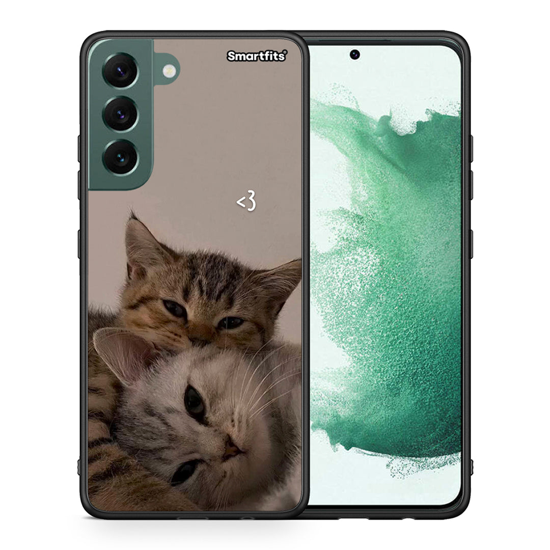 Θήκη Samsung S22 Plus Cats In Love από τη Smartfits με σχέδιο στο πίσω μέρος και μαύρο περίβλημα | Samsung S22 Plus Cats In Love case with colorful back and black bezels