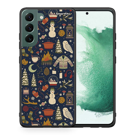 Θήκη Samsung S22 Plus Christmas Elements από τη Smartfits με σχέδιο στο πίσω μέρος και μαύρο περίβλημα | Samsung S22 Plus Christmas Elements case with colorful back and black bezels