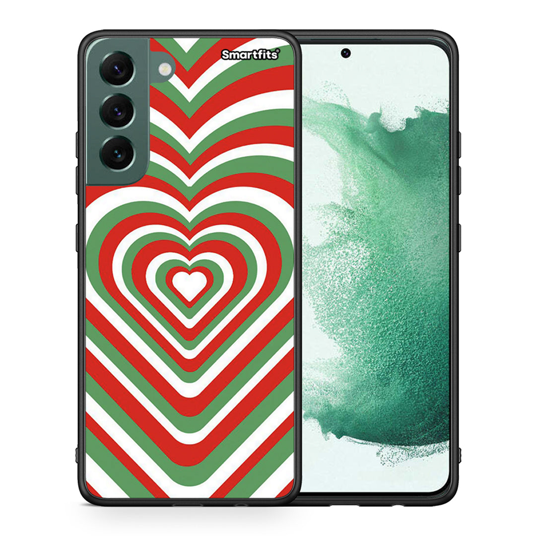 Θήκη Samsung S22 Plus Christmas Hearts από τη Smartfits με σχέδιο στο πίσω μέρος και μαύρο περίβλημα | Samsung S22 Plus Christmas Hearts case with colorful back and black bezels