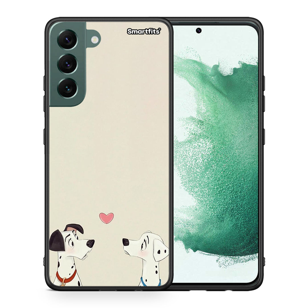 Θήκη Samsung S22 Plus Dalmatians Love από τη Smartfits με σχέδιο στο πίσω μέρος και μαύρο περίβλημα | Samsung S22 Plus Dalmatians Love case with colorful back and black bezels