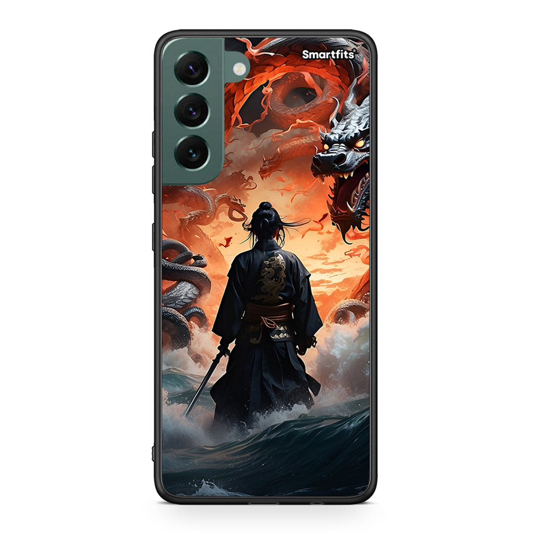 Samsung S22 Plus Dragons Fight θήκη από τη Smartfits με σχέδιο στο πίσω μέρος και μαύρο περίβλημα | Smartphone case with colorful back and black bezels by Smartfits