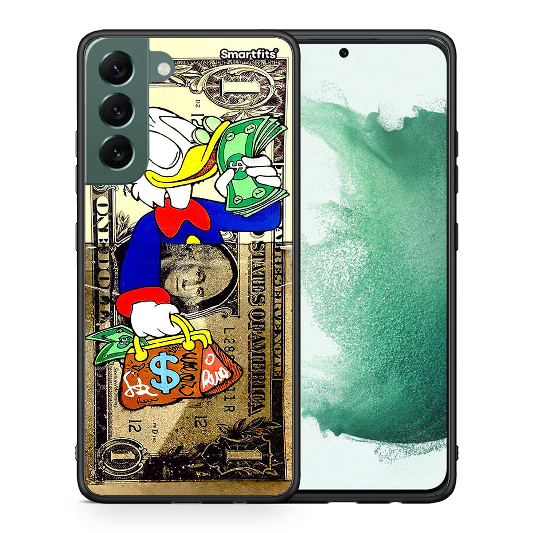 Θήκη Samsung S22 Plus Duck Money από τη Smartfits με σχέδιο στο πίσω μέρος και μαύρο περίβλημα | Samsung S22 Plus Duck Money case with colorful back and black bezels