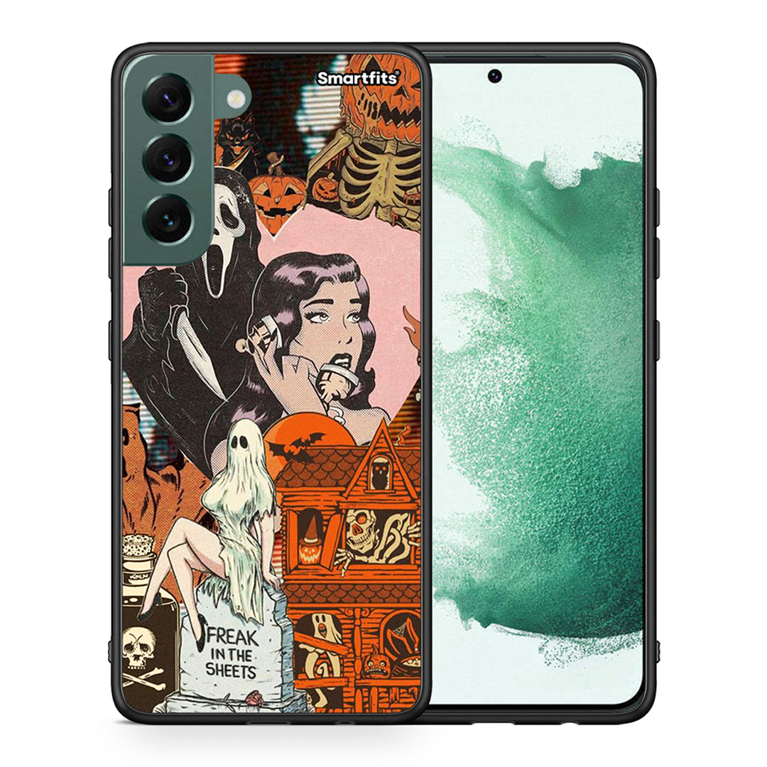 Θήκη Samsung S22 Plus Halloween Collage από τη Smartfits με σχέδιο στο πίσω μέρος και μαύρο περίβλημα | Samsung S22 Plus Halloween Collage case with colorful back and black bezels