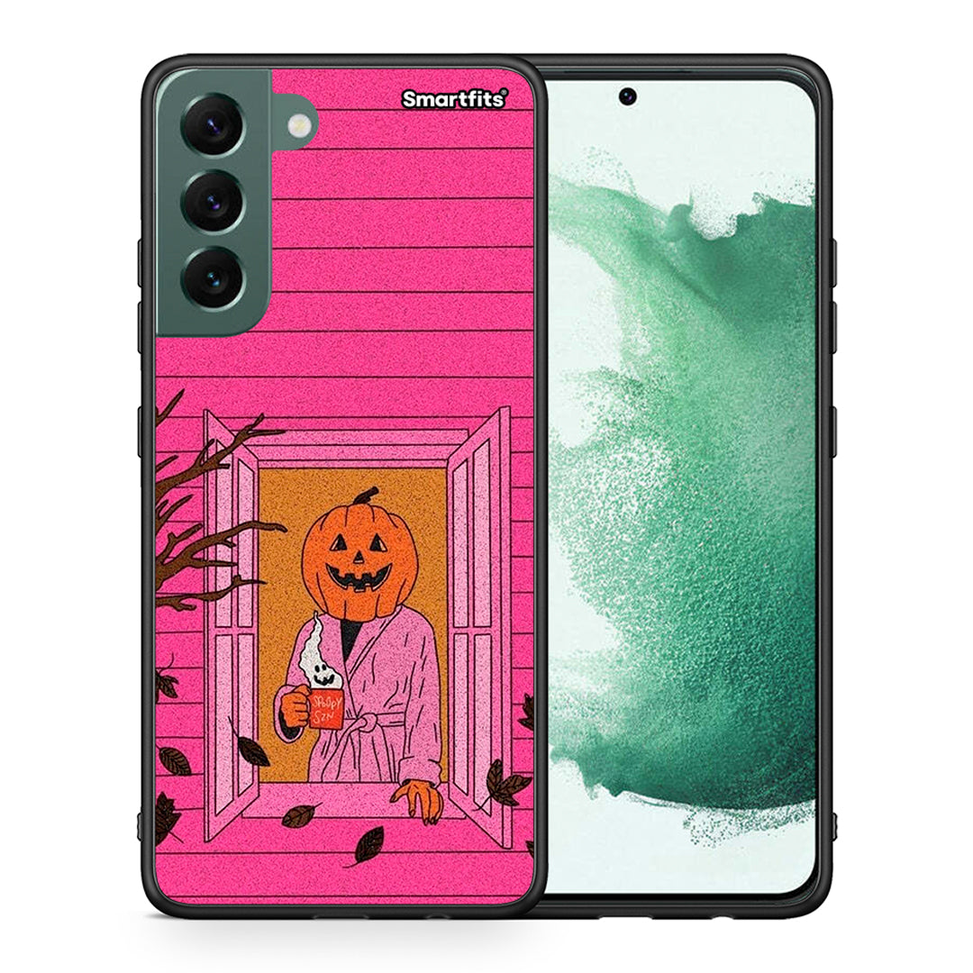 Θήκη Samsung S22 Plus Halloween Pumpkin Lady από τη Smartfits με σχέδιο στο πίσω μέρος και μαύρο περίβλημα | Samsung S22 Plus Halloween Pumpkin Lady case with colorful back and black bezels