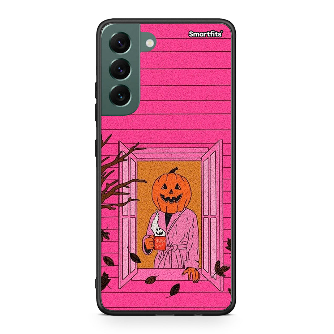 Samsung S22 Plus Halloween Pumpkin Lady Θήκη από τη Smartfits με σχέδιο στο πίσω μέρος και μαύρο περίβλημα | Smartphone case with colorful back and black bezels by Smartfits