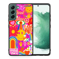 Thumbnail for Θήκη Samsung S22 Plus Hippie Love από τη Smartfits με σχέδιο στο πίσω μέρος και μαύρο περίβλημα | Samsung S22 Plus Hippie Love case with colorful back and black bezels