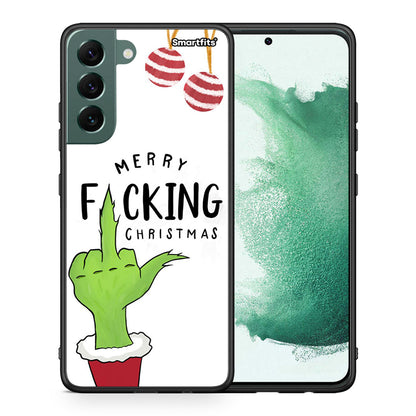 Θήκη Samsung S22 Plus Merry F Xmas από τη Smartfits με σχέδιο στο πίσω μέρος και μαύρο περίβλημα | Samsung S22 Plus Merry F Xmas case with colorful back and black bezels