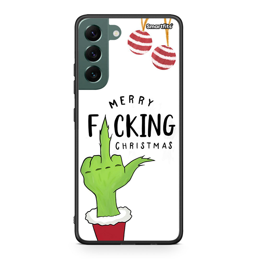 Samsung S22 Plus Merry F Xmas θήκη από τη Smartfits με σχέδιο στο πίσω μέρος και μαύρο περίβλημα | Smartphone case with colorful back and black bezels by Smartfits