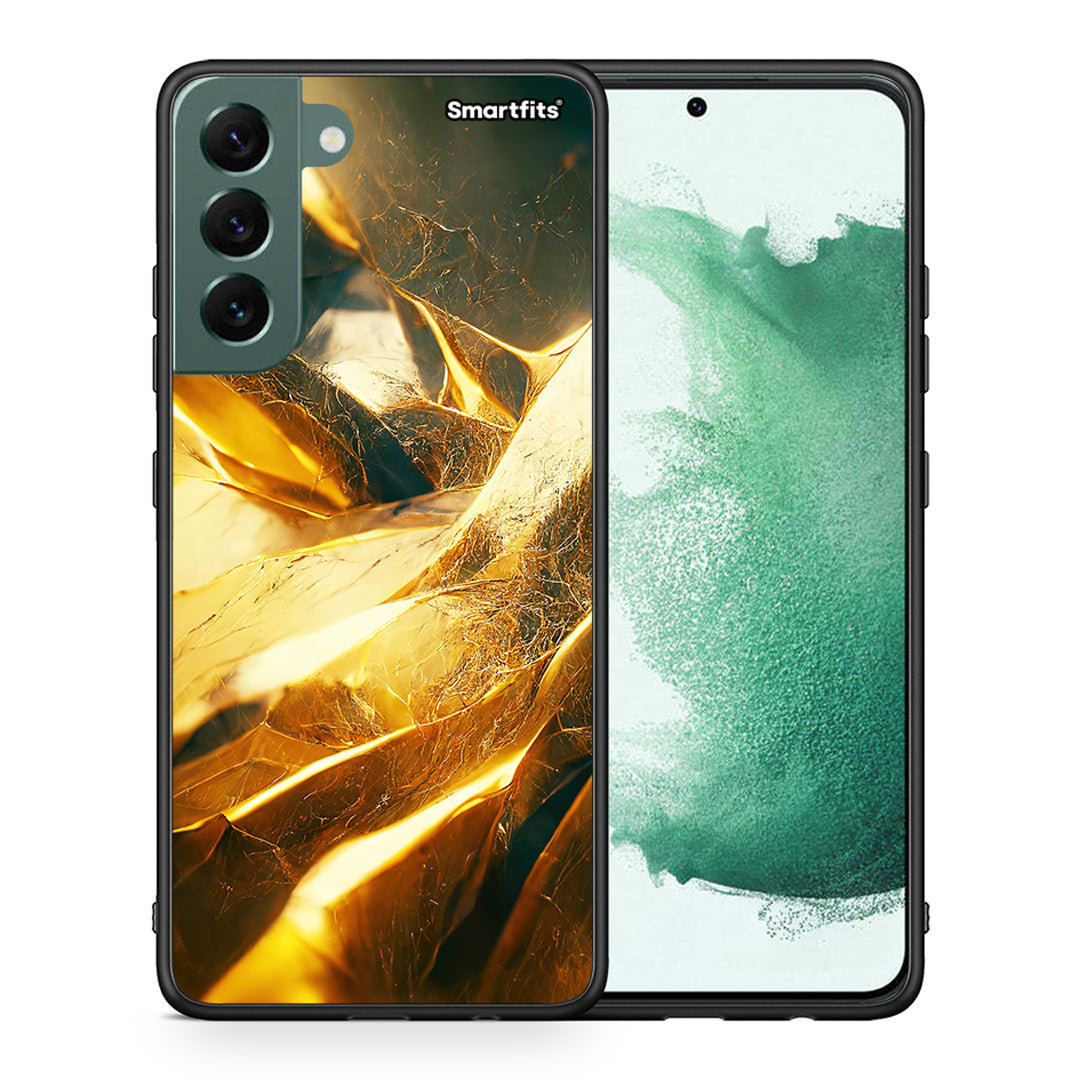 Θήκη Samsung S22 Plus Real Gold από τη Smartfits με σχέδιο στο πίσω μέρος και μαύρο περίβλημα | Samsung S22 Plus Real Gold case with colorful back and black bezels
