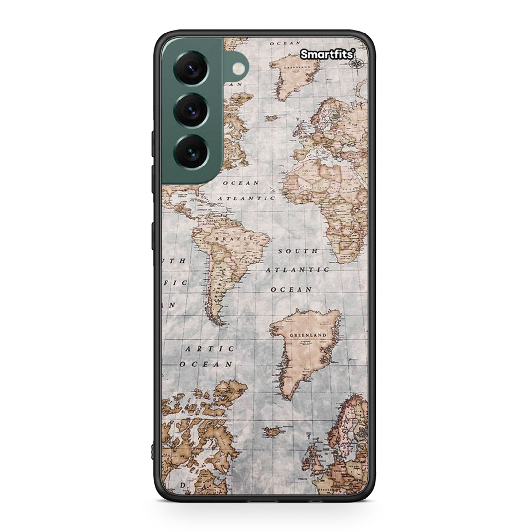 Samsung S22 Plus World Map Θήκη από τη Smartfits με σχέδιο στο πίσω μέρος και μαύρο περίβλημα | Smartphone case with colorful back and black bezels by Smartfits
