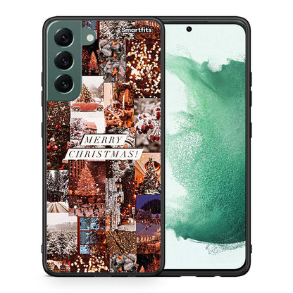 Θήκη Samsung S22 Plus Xmas Collage από τη Smartfits με σχέδιο στο πίσω μέρος και μαύρο περίβλημα | Samsung S22 Plus Xmas Collage case with colorful back and black bezels
