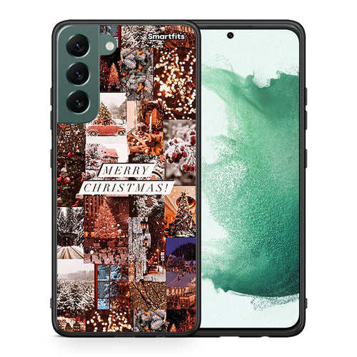 Θήκη Samsung S22 Plus Xmas Collage από τη Smartfits με σχέδιο στο πίσω μέρος και μαύρο περίβλημα | Samsung S22 Plus Xmas Collage case with colorful back and black bezels