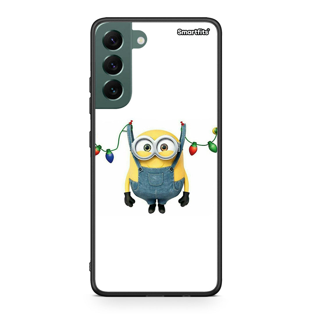 Samsung S22 Plus Xmas Minion Lights θήκη από τη Smartfits με σχέδιο στο πίσω μέρος και μαύρο περίβλημα | Smartphone case with colorful back and black bezels by Smartfits