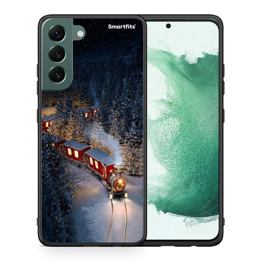 Θήκη Samsung S22 Plus Xmas Train από τη Smartfits με σχέδιο στο πίσω μέρος και μαύρο περίβλημα | Samsung S22 Plus Xmas Train case with colorful back and black bezels