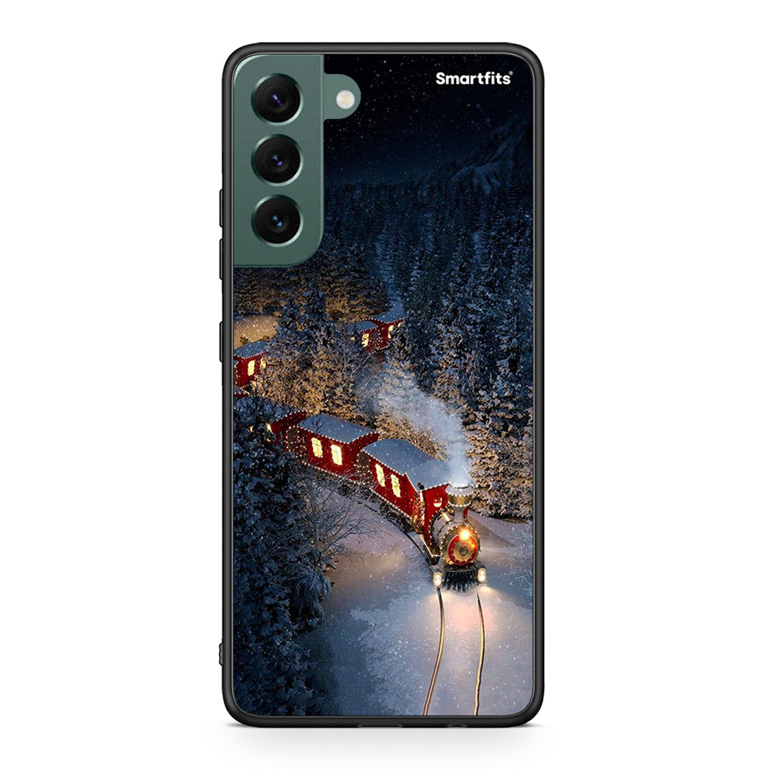 Samsung S22 Plus Xmas Train θήκη από τη Smartfits με σχέδιο στο πίσω μέρος και μαύρο περίβλημα | Smartphone case with colorful back and black bezels by Smartfits