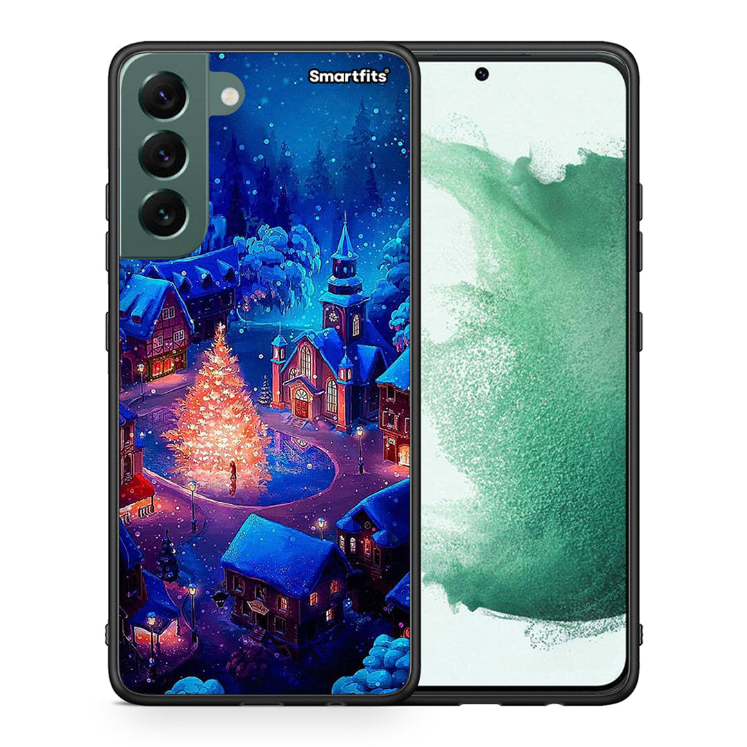 Θήκη Samsung S22 Plus Xmas Village από τη Smartfits με σχέδιο στο πίσω μέρος και μαύρο περίβλημα | Samsung S22 Plus Xmas Village case with colorful back and black bezels