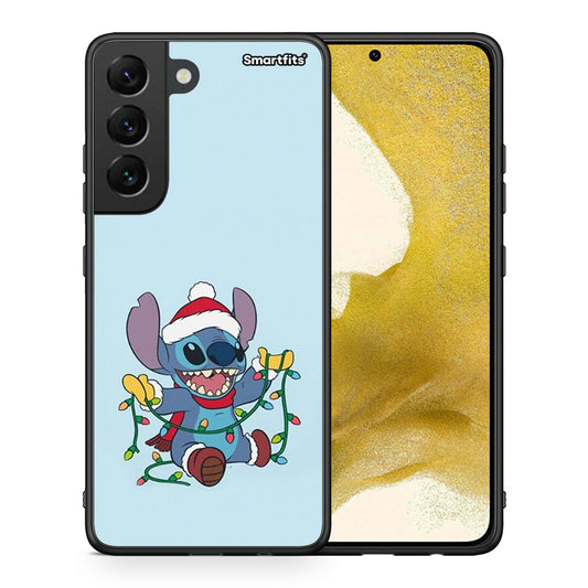 Θήκη Samsung S22 Santa Stich από τη Smartfits με σχέδιο στο πίσω μέρος και μαύρο περίβλημα | Samsung S22 Santa Stich case with colorful back and black bezels