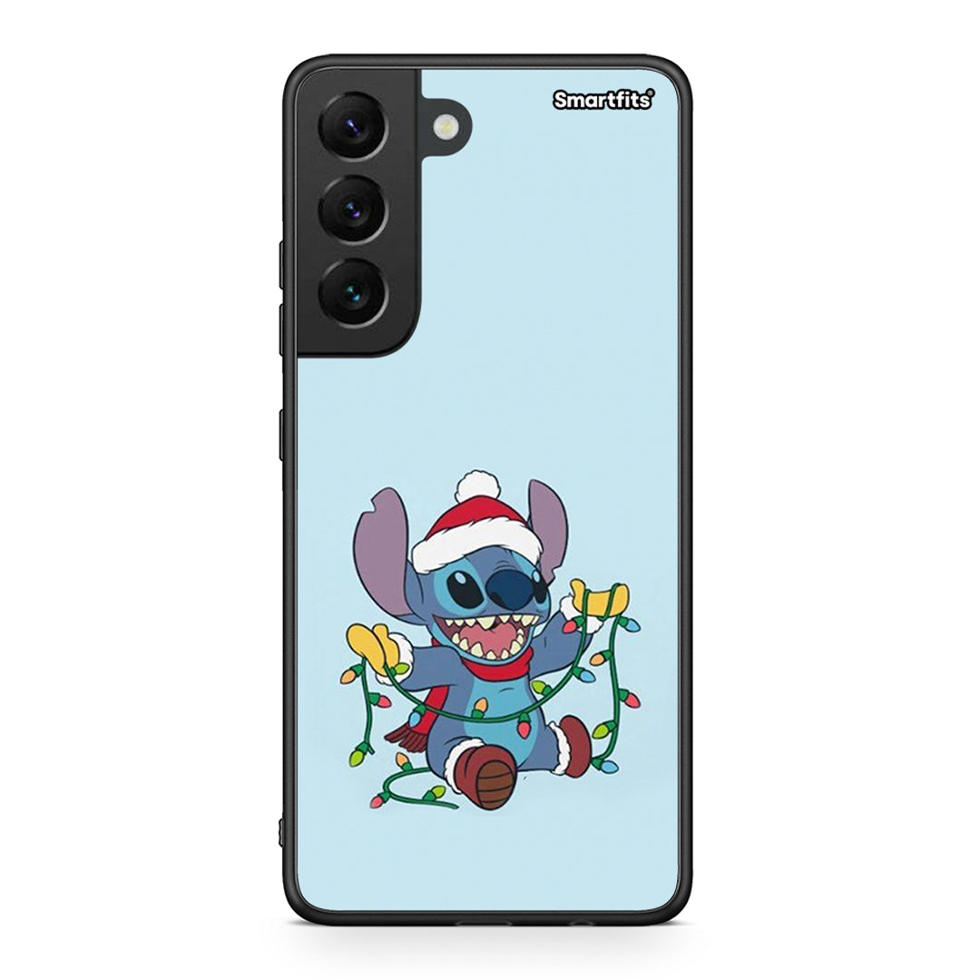 Samsung S22 Santa Stich θήκη από τη Smartfits με σχέδιο στο πίσω μέρος και μαύρο περίβλημα | Smartphone case with colorful back and black bezels by Smartfits