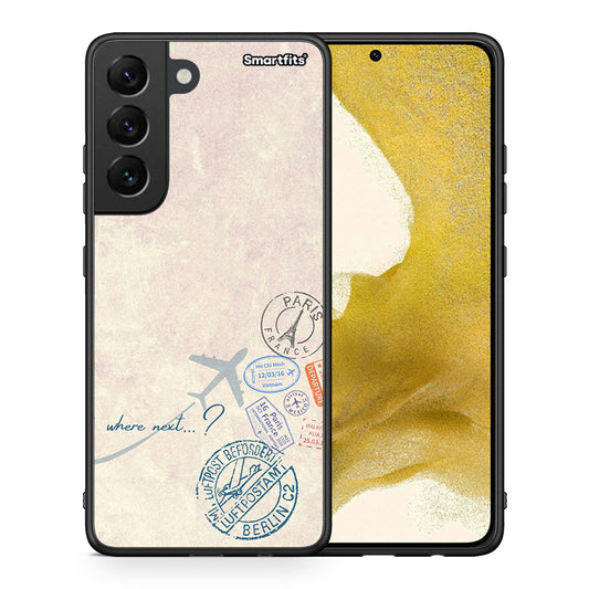 Θήκη Samsung S22 Where Next από τη Smartfits με σχέδιο στο πίσω μέρος και μαύρο περίβλημα | Samsung S22 Where Next case with colorful back and black bezels