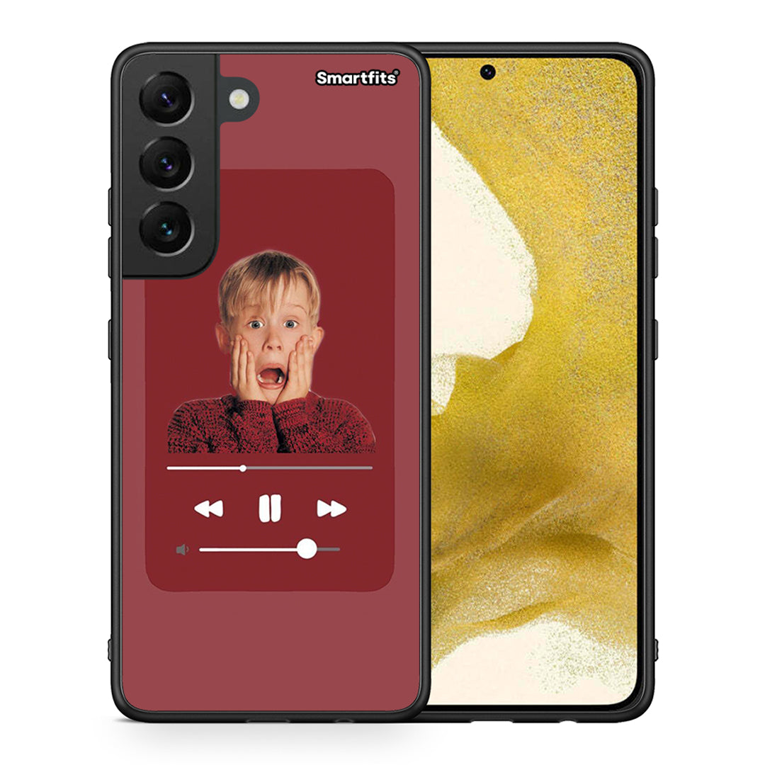 Θήκη Samsung S22 Xmas Alone Music από τη Smartfits με σχέδιο στο πίσω μέρος και μαύρο περίβλημα | Samsung S22 Xmas Alone Music case with colorful back and black bezels