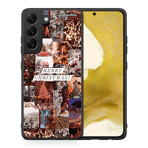 Θήκη Samsung S22 Xmas Collage από τη Smartfits με σχέδιο στο πίσω μέρος και μαύρο περίβλημα | Samsung S22 Xmas Collage case with colorful back and black bezels