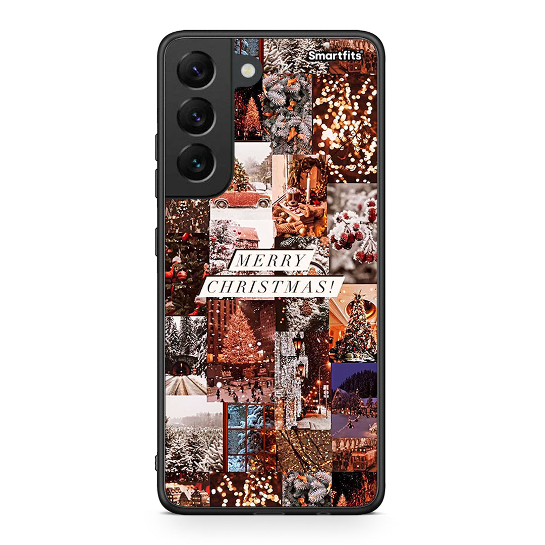 Samsung S22 Xmas Collage θήκη από τη Smartfits με σχέδιο στο πίσω μέρος και μαύρο περίβλημα | Smartphone case with colorful back and black bezels by Smartfits
