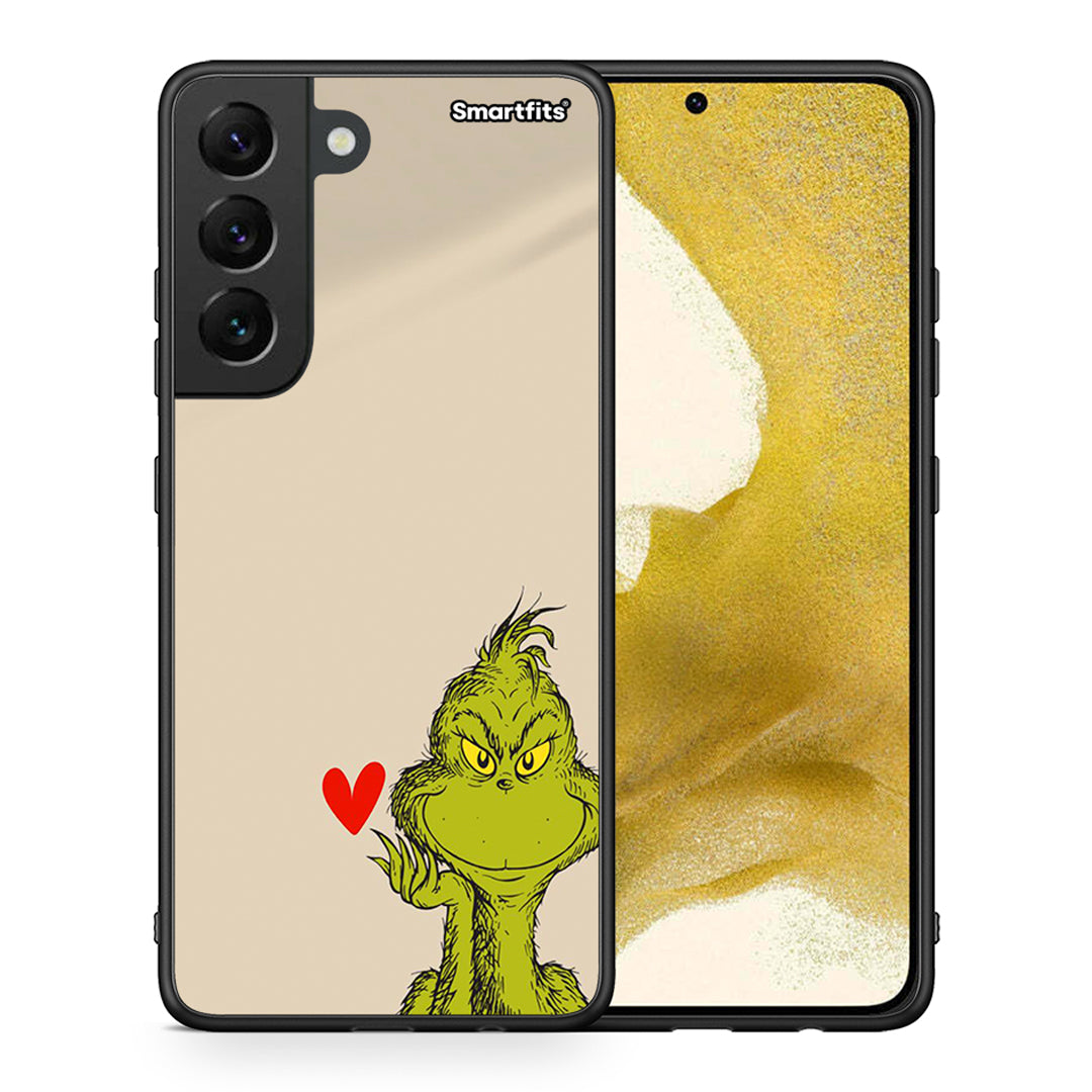 Θήκη Samsung S22 Xmas Grinch από τη Smartfits με σχέδιο στο πίσω μέρος και μαύρο περίβλημα | Samsung S22 Xmas Grinch case with colorful back and black bezels