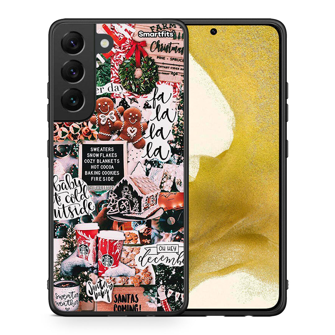 Θήκη Samsung S22 Xmas Habbits από τη Smartfits με σχέδιο στο πίσω μέρος και μαύρο περίβλημα | Samsung S22 Xmas Habbits case with colorful back and black bezels