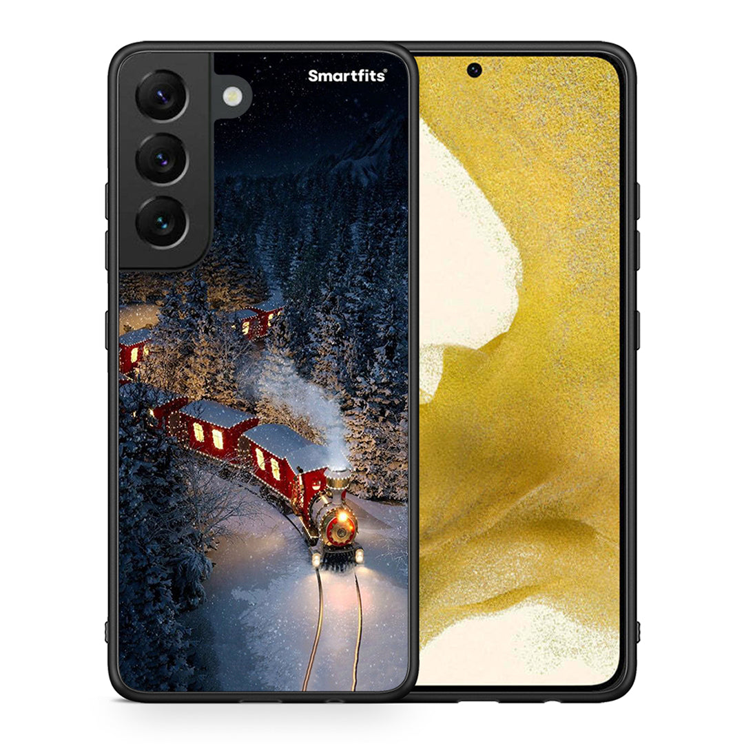 Θήκη Samsung S22 Xmas Train από τη Smartfits με σχέδιο στο πίσω μέρος και μαύρο περίβλημα | Samsung S22 Xmas Train case with colorful back and black bezels