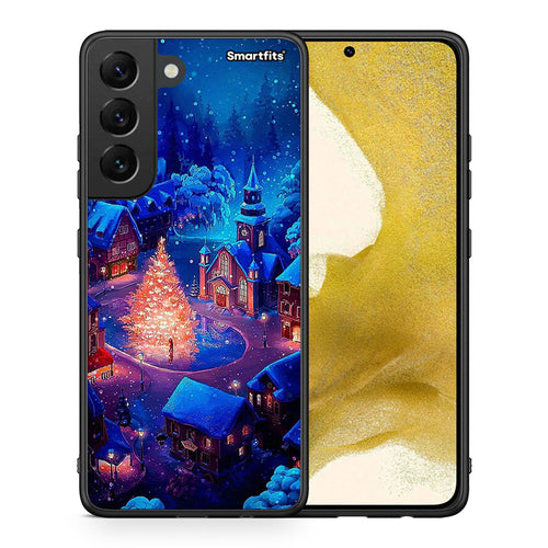 Θήκη Samsung S22 Xmas Village από τη Smartfits με σχέδιο στο πίσω μέρος και μαύρο περίβλημα | Samsung S22 Xmas Village case with colorful back and black bezels