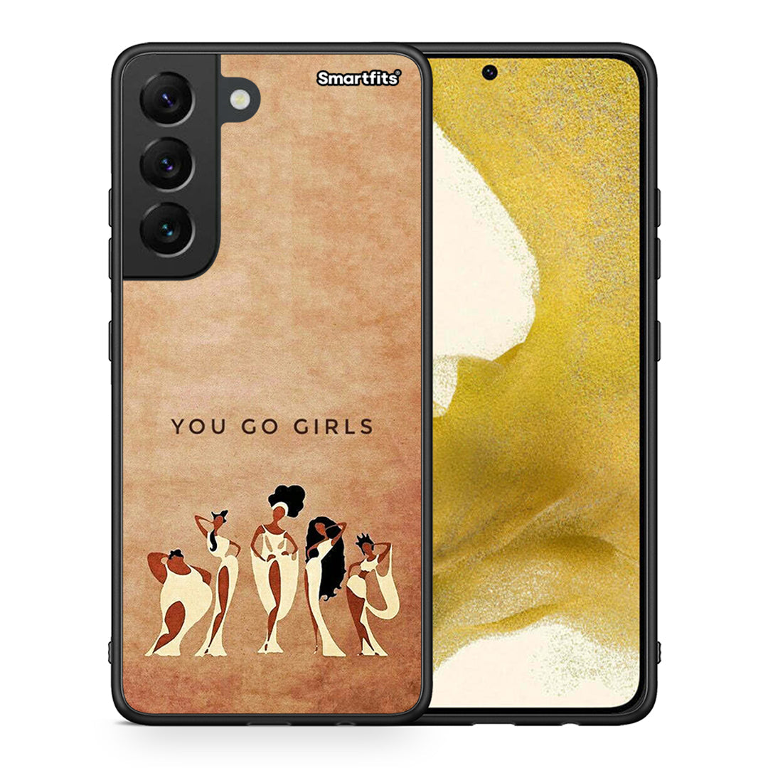 Θήκη Samsung S22 You Go Girl από τη Smartfits με σχέδιο στο πίσω μέρος και μαύρο περίβλημα | Samsung S22 You Go Girl case with colorful back and black bezels