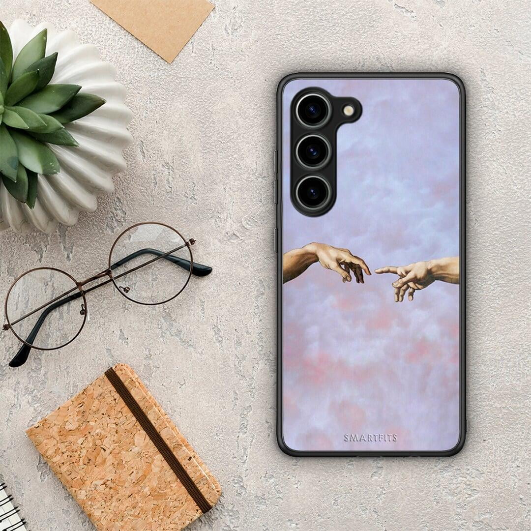 Θήκη Samsung Galaxy S23 Adam Hand από τη Smartfits με σχέδιο στο πίσω μέρος και μαύρο περίβλημα | Samsung Galaxy S23 Adam Hand Case with Colorful Back and Black Bezels
