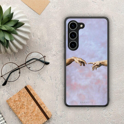 Θήκη Samsung Galaxy S23 Adam Hand από τη Smartfits με σχέδιο στο πίσω μέρος και μαύρο περίβλημα | Samsung Galaxy S23 Adam Hand Case with Colorful Back and Black Bezels