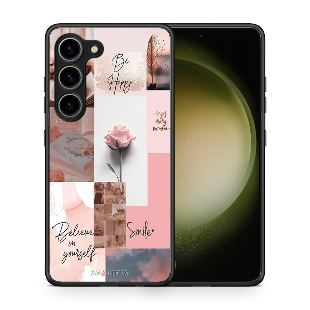 Θήκη Samsung Galaxy S23 Aesthetic Collage από τη Smartfits με σχέδιο στο πίσω μέρος και μαύρο περίβλημα | Samsung Galaxy S23 Aesthetic Collage Case with Colorful Back and Black Bezels