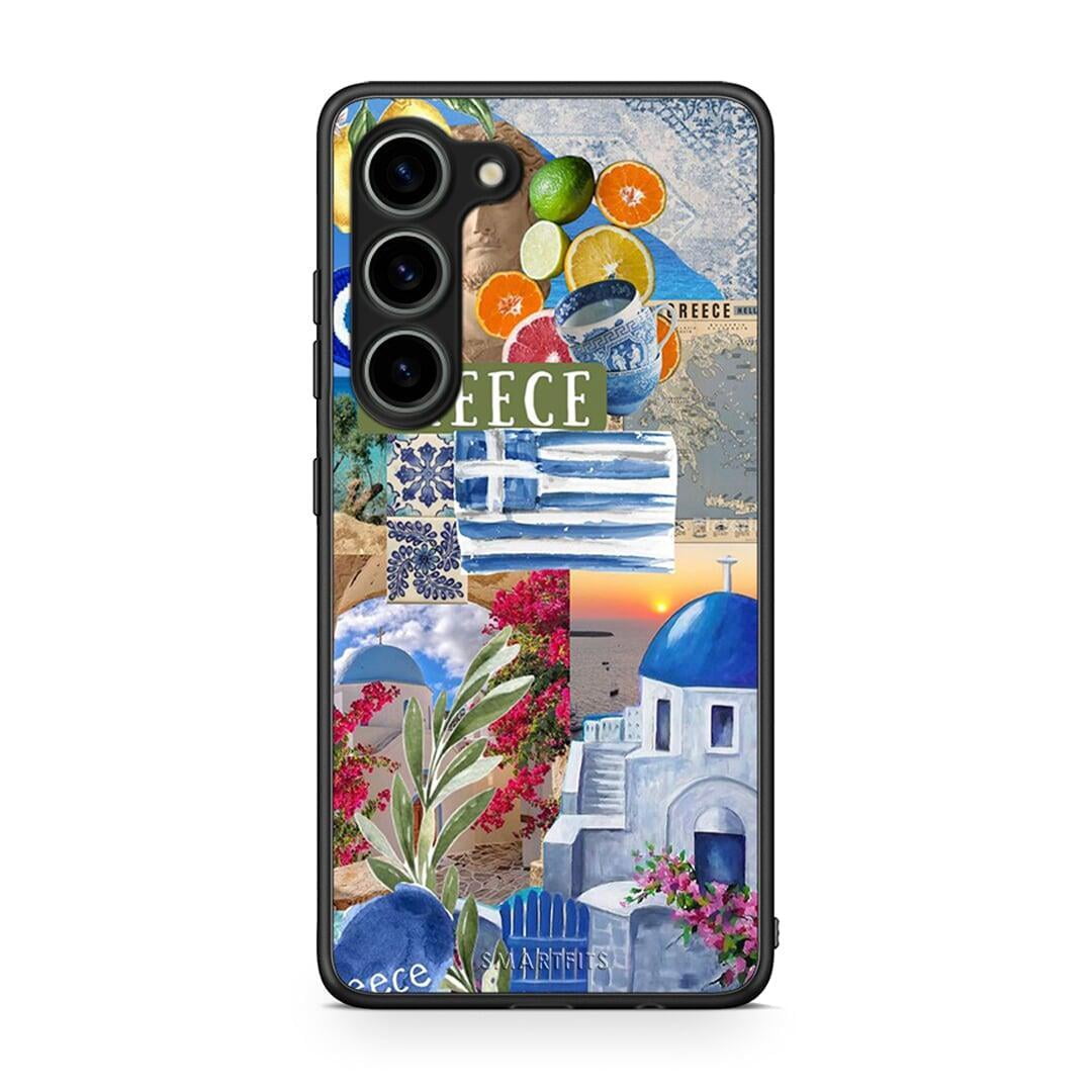 Θήκη Samsung Galaxy S23 All Greek από τη Smartfits με σχέδιο στο πίσω μέρος και μαύρο περίβλημα | Samsung Galaxy S23 All Greek Case with Colorful Back and Black Bezels
