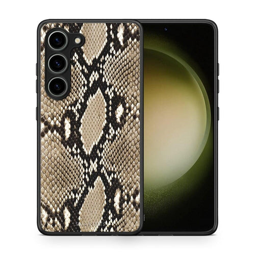 Θήκη Samsung Galaxy S23 Animal Fashion Snake από τη Smartfits με σχέδιο στο πίσω μέρος και μαύρο περίβλημα | Samsung Galaxy S23 Animal Fashion Snake Case with Colorful Back and Black Bezels