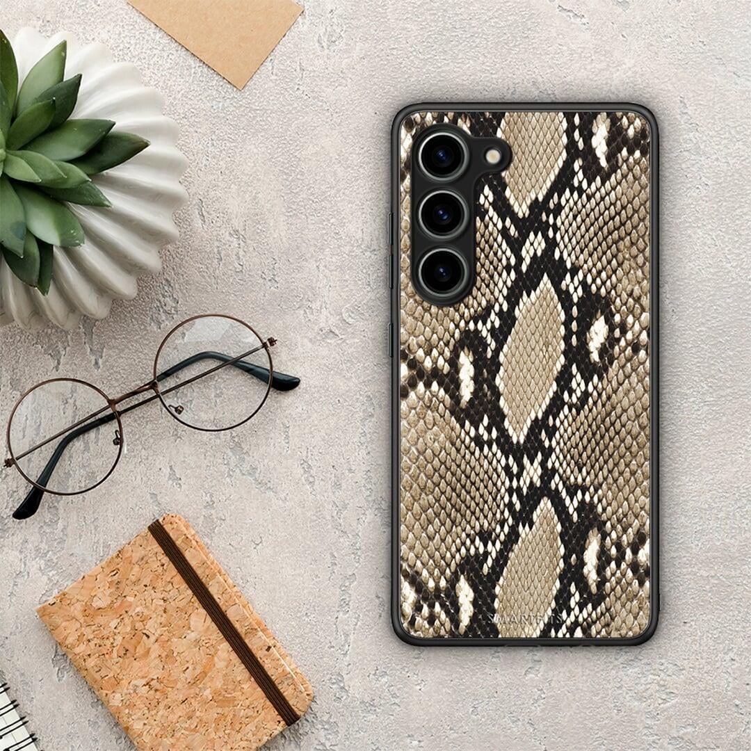 Θήκη Samsung Galaxy S23 Animal Fashion Snake από τη Smartfits με σχέδιο στο πίσω μέρος και μαύρο περίβλημα | Samsung Galaxy S23 Animal Fashion Snake Case with Colorful Back and Black Bezels
