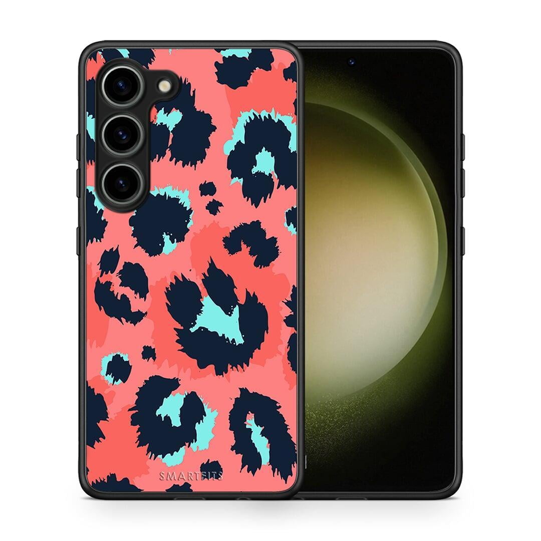 Θήκη Samsung Galaxy S23 Animal Pink Leopard από τη Smartfits με σχέδιο στο πίσω μέρος και μαύρο περίβλημα | Samsung Galaxy S23 Animal Pink Leopard Case with Colorful Back and Black Bezels