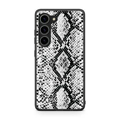 Θήκη Samsung Galaxy S23 Animal White Snake από τη Smartfits με σχέδιο στο πίσω μέρος και μαύρο περίβλημα | Samsung Galaxy S23 Animal White Snake Case with Colorful Back and Black Bezels