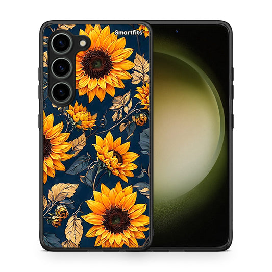 Θήκη Samsung Galaxy S23 Autumn Sunflowers από τη Smartfits με σχέδιο στο πίσω μέρος και μαύρο περίβλημα | Samsung Galaxy S23 Autumn Sunflowers Case with Colorful Back and Black Bezels