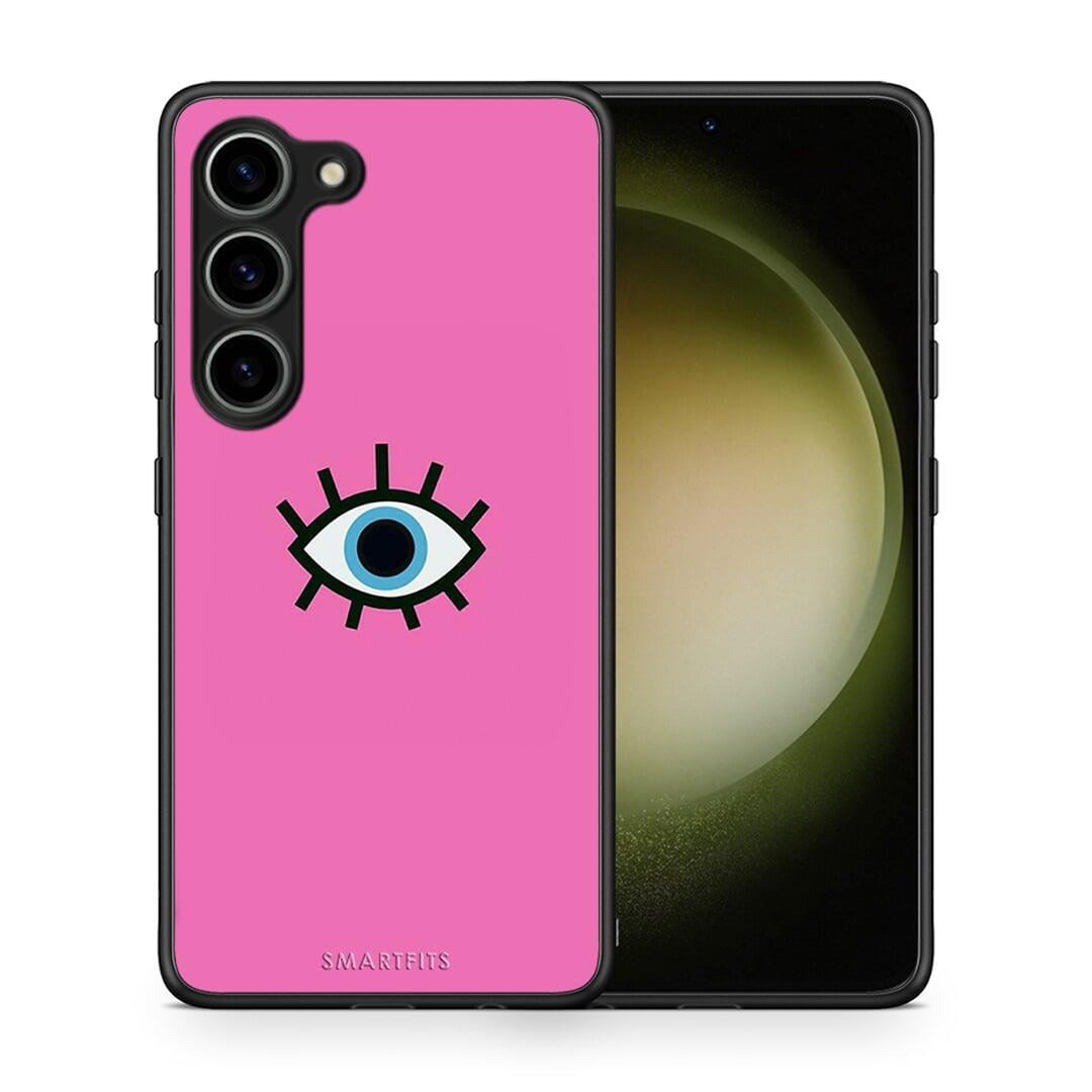 Θήκη Samsung Galaxy S23 Blue Eye Pink από τη Smartfits με σχέδιο στο πίσω μέρος και μαύρο περίβλημα | Samsung Galaxy S23 Blue Eye Pink Case with Colorful Back and Black Bezels
