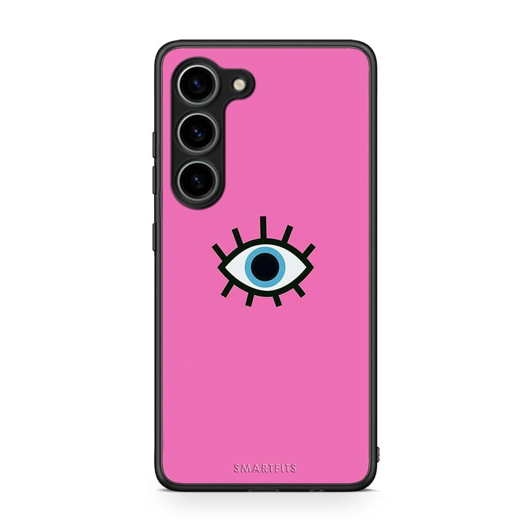 Θήκη Samsung Galaxy S23 Blue Eye Pink από τη Smartfits με σχέδιο στο πίσω μέρος και μαύρο περίβλημα | Samsung Galaxy S23 Blue Eye Pink Case with Colorful Back and Black Bezels